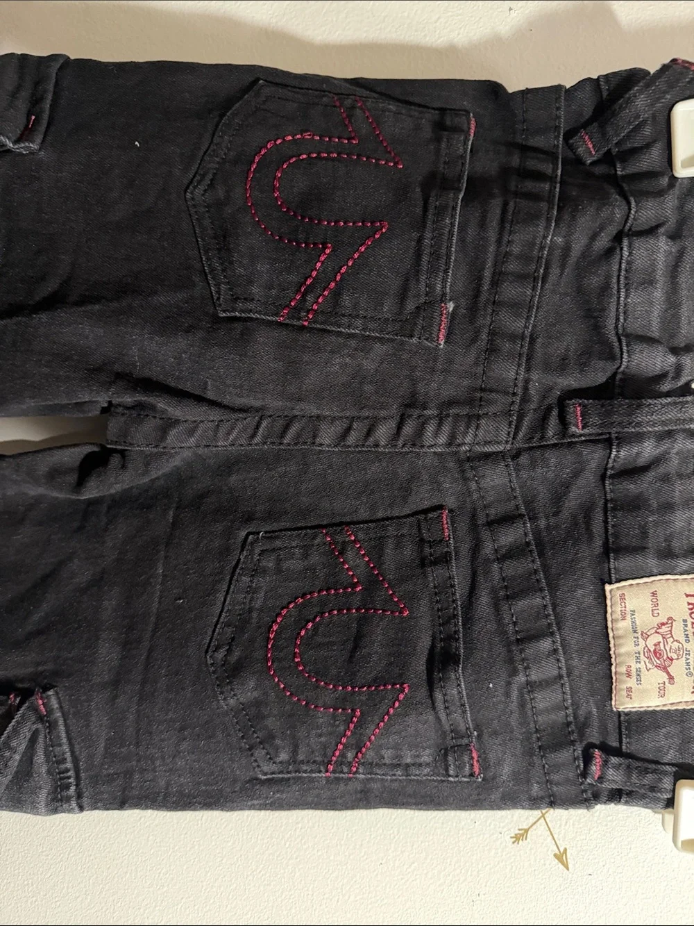 True Religion Black Cargo Jeans with Logo Patch